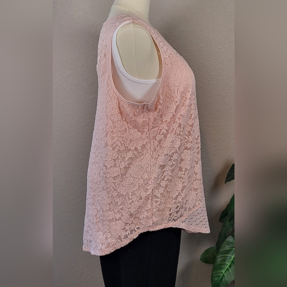 CATO Soft Pink Lace Dressy Sleeveless Top - Plus Size 18/20W - Picture 2 of 9